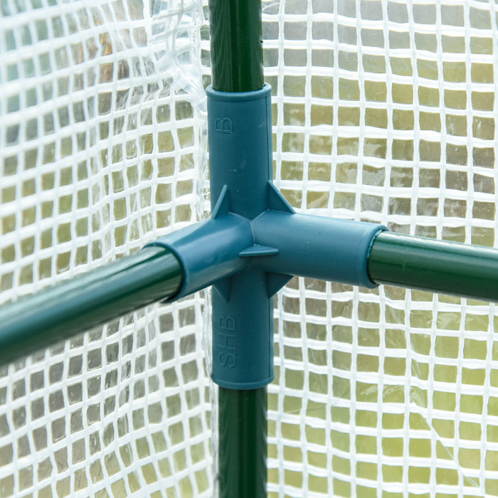 Outsunny 7' X 3' X 7' Outdoor Lean-to Walk-in Greenhouse, Plant Gardening Green House With Roll-up Mesh Windows, Zipper Door And 3-tier Shelves, White