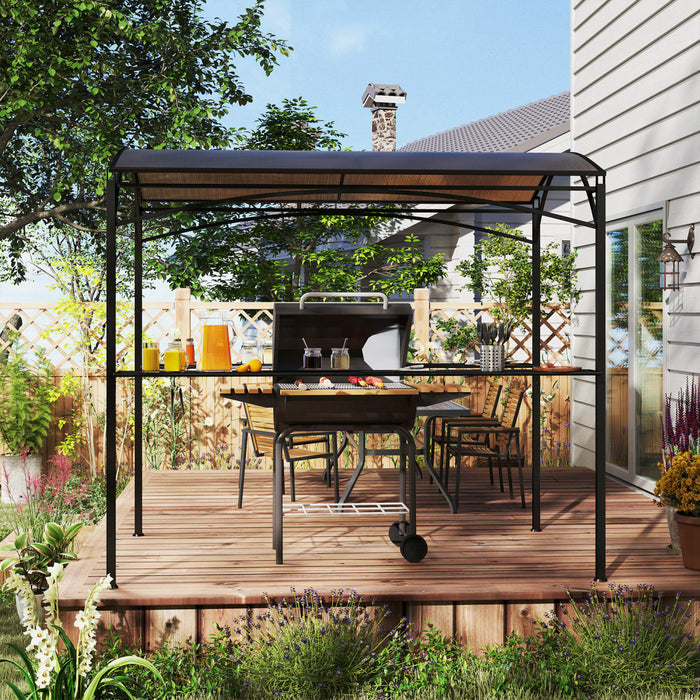 Outsunny 8' X 5' Hardtop Grill Gazebo, Barbecue Gazebo With Pc Board Roof