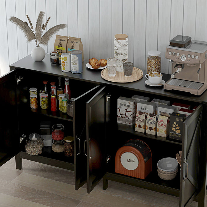 HOMCOM Storage Cabinet, Buffet Sideboard with Barn Door, Shelf, Black Oak