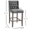 Set of 2 Tufted Armless Bar Stool HighChair Living Room Grey