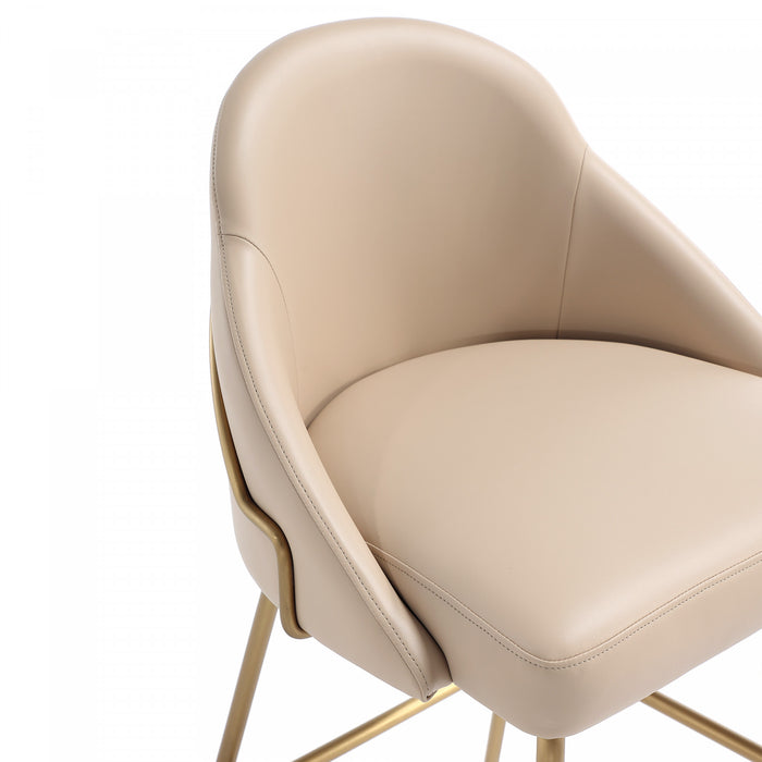 Gracie Modern Metal Upholstered Counter Stool in Tan and Gold - Set of 3