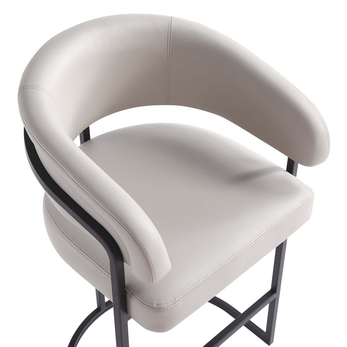 Augusta Modern Metal Upholstered Barstool in Light Gray