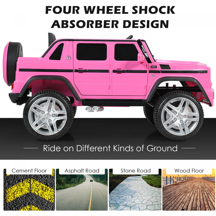 12v Licensed Mercedes-benz Kids Ride On Car Rc Motorized Vehicles W/ Trunk Pink