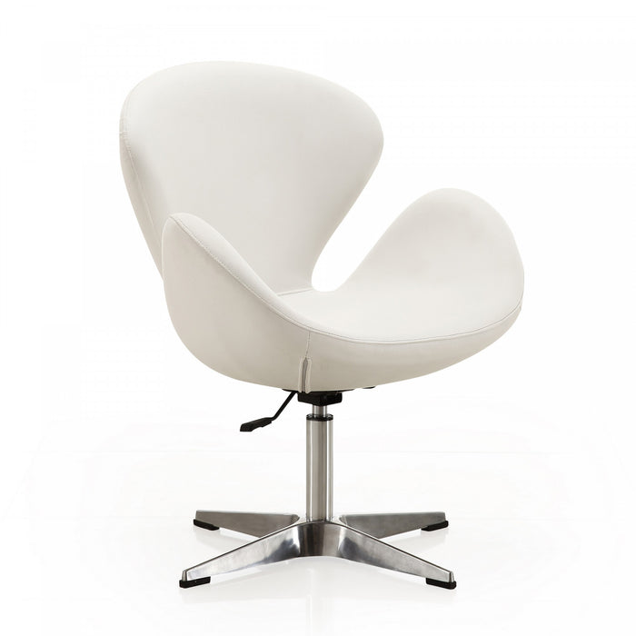 Raspberry Modern Upholstered Swivel Lounge Chair in White - Set of 2 Accent Chair