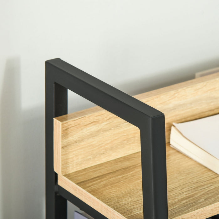 HOMCOM Modern 5-Tier Bookshelf Storage with Metal Frame Wooden Bookcase