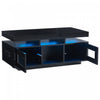Lumina 39.3 Inch High-Gloss Coffee Table with LED Lights, USB Port and Transparent Doors, Black | Lumina Table Basse Haute Brillance 39.3 po avec Lumieres LED, Port USB et Portes Transparentes, Noir