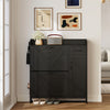 HOMCOM Shoe Cabinet, Farmhouse Shoe Storage Cabinet with Side Cabinet Black