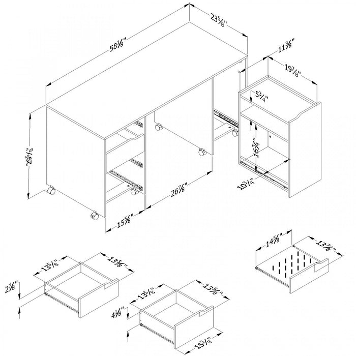 Crea Sewing Craft Table On Wheels - Pure White