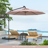 Costway 10 Ft Patio Solar LED Offset Umbrella 40 Lights Crank Cross Base Tan