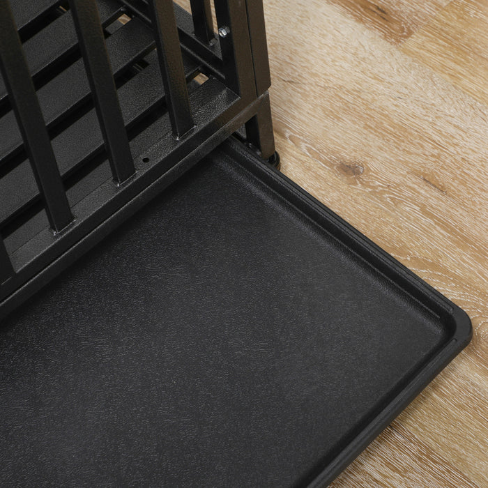 Pawhut 45\" Heavy Duty Steel Dog Crate Kennel Pet Cage With Wheels For Portability & 1 Doors For Convenient Access Anti-pinching Floor, Black