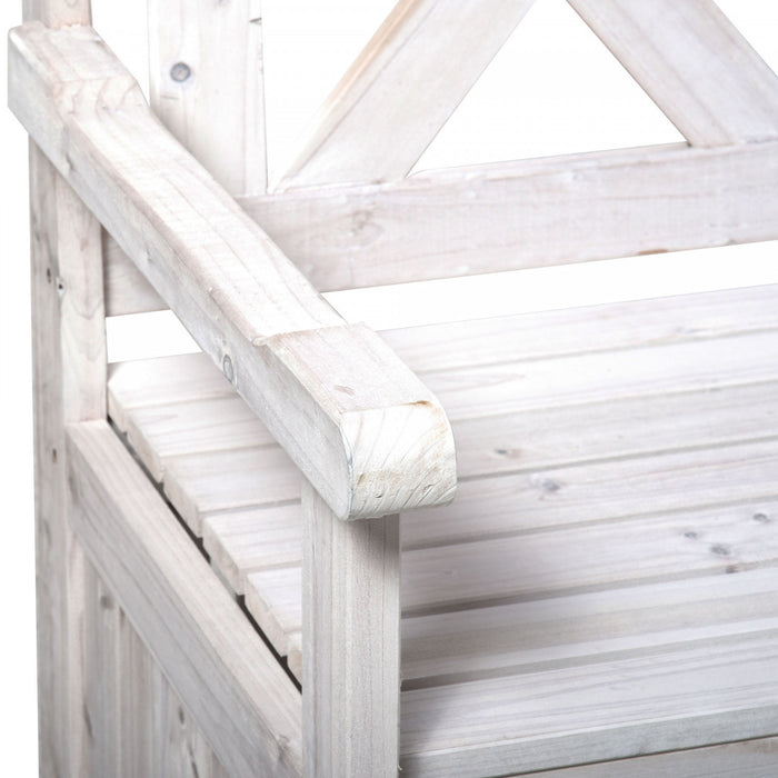 Outsunny 2-seater Wooden Outdoor Bench With 29 Gal Storage Box, White