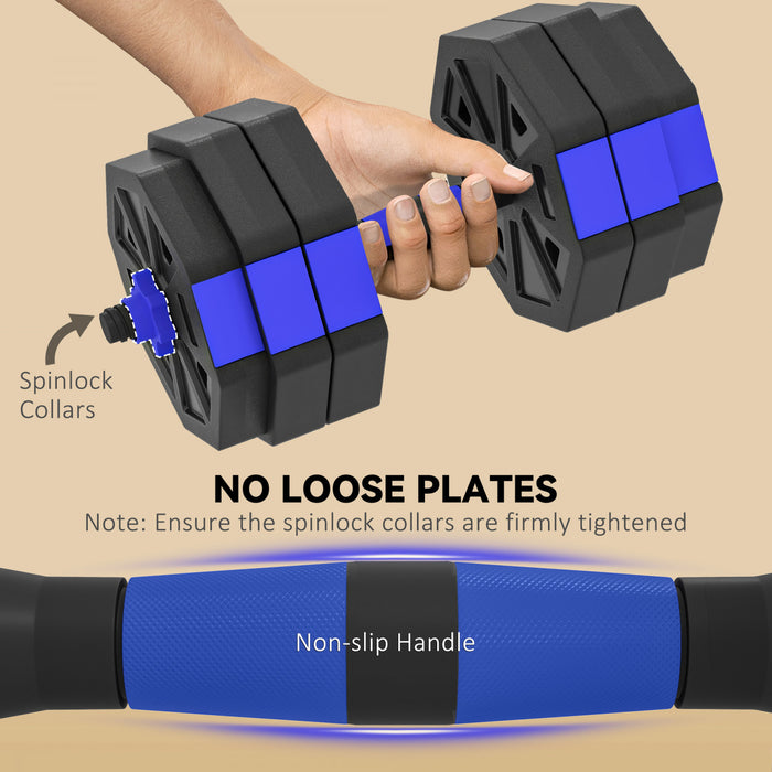 Soozier 6-in-1 Adjustable Dumbbell Set, 55lbs Free Weights Set, Blue