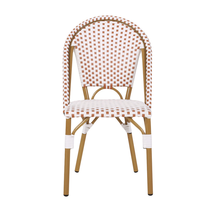 Julien Faux Ratten and Aluminum French Bistro Chairs, Set of 2 - White and Red