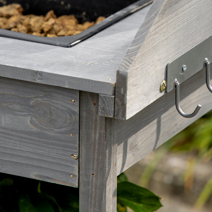 Outsunny Potting Bench Table Garden Work Bench Workstation With Drawer, Removable Sink, Storage Shelves And Hooks For Patio, Courtyards, Balcony