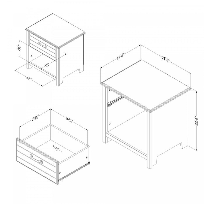 Ulysses 1-Drawer Nightstand - End Table with Storage Fall Oak - South Shore