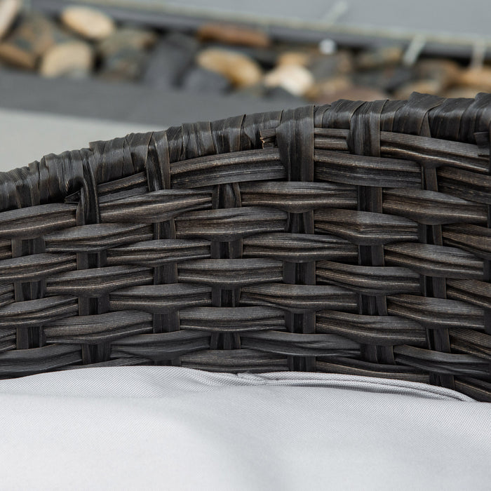 Pawhut Rattan Pet Sofa Indoor & Outdoor, Raised Wicker Dog Bed, Cat Couch, With Soft Cushion Washable Cover, For Small & Medium Dogs, Charcoal Grey