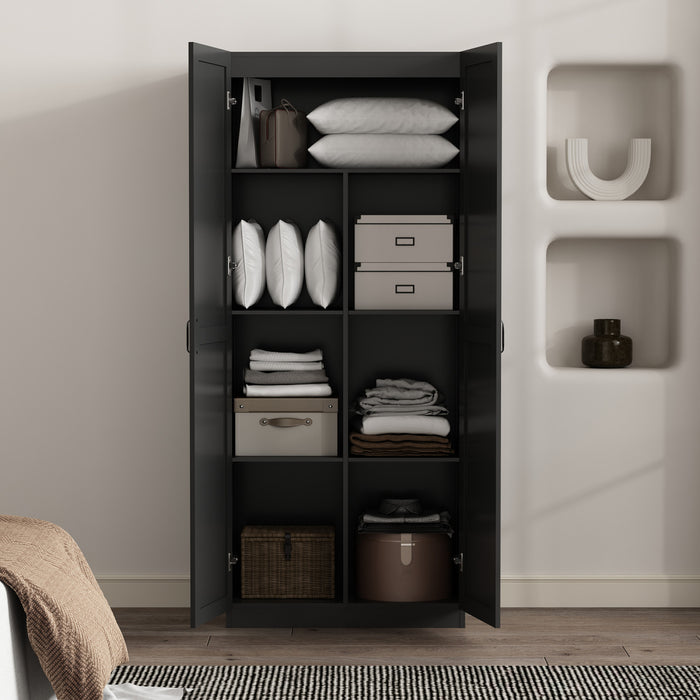 Cornelia Modern 30\" Storage Cabinet in Black (7-Shelf)