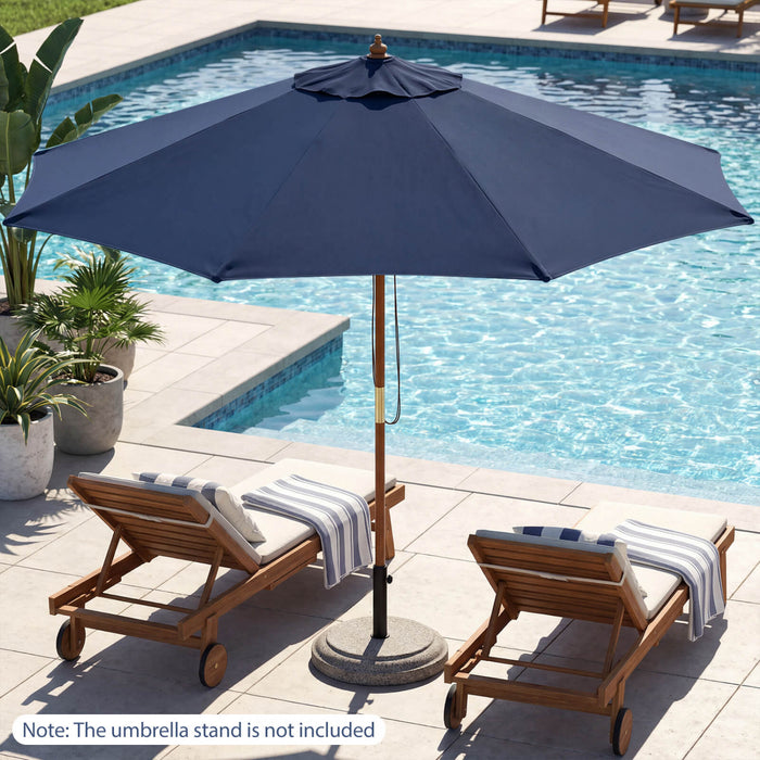 Costway 9 FT Patio Umbrella with Adjustable Height. Rope Pulley Lift. Vented Top for Beach Navy Blue