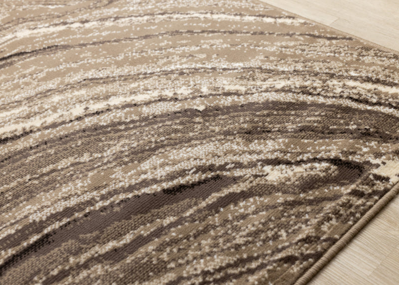 Forte Brown Cream Soothing Waves Area Rug - 7'9\" x 10'6\"