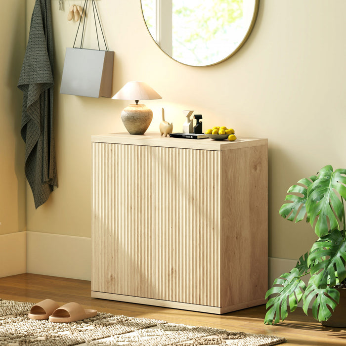 HOMCOM Sideboard Buffet Cabinet, Kitchen Cabinet with Soft-Close Door, Oak