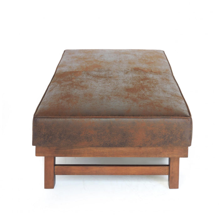 Harrison Large Ottoman Coffee Table with Faux Leather and Storage Function - Brown
