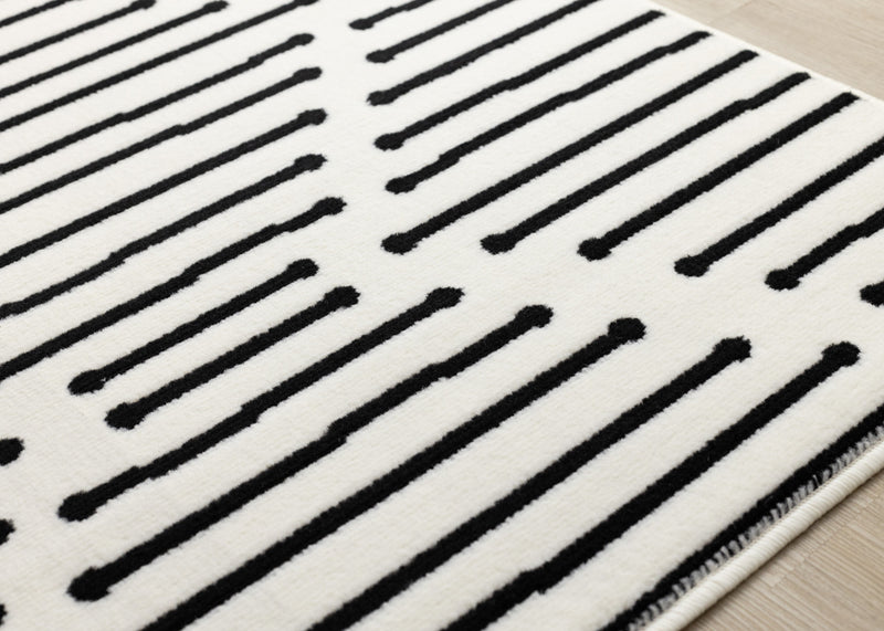 Forte Black White Stripes Area Rug - 2'7\" x 4'11\"