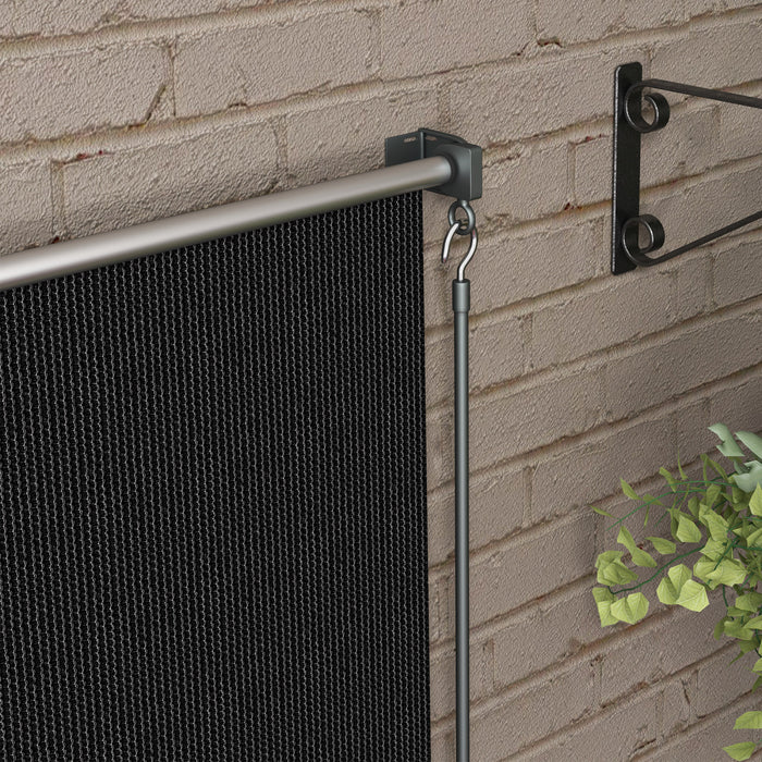 Outsunny Outdoor Roller Shade, 6' X 6' Patio Door Blinds, Black
