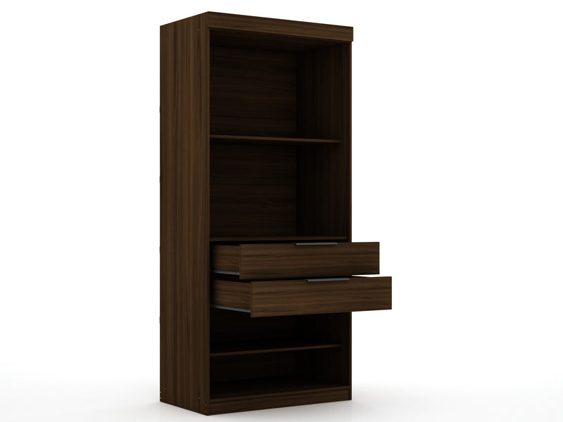 Mulberry Contemporary Modern 2-Piece Wardrobe Closet in Chestnut Brown