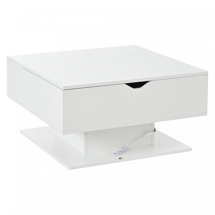 Ethan Coffee Table with Lift-Top and LED Lights,White