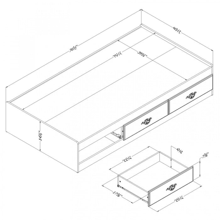 Ulysses Mate's Platform Storage Bed With 3 Drawers - Blueberry 