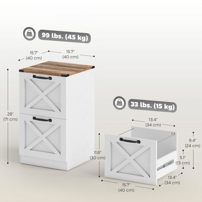 HOMCOM 2 Drawer File Cabinet, Filing Cabinet Fits Letter/A4 Size, White