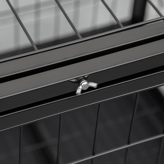 Pawhut Heavy Duty Dog Crate Cage For Large Medium Dogs With Two Doors, Lockable Wheels Tray, 36\" X 24\" X 29.5\"