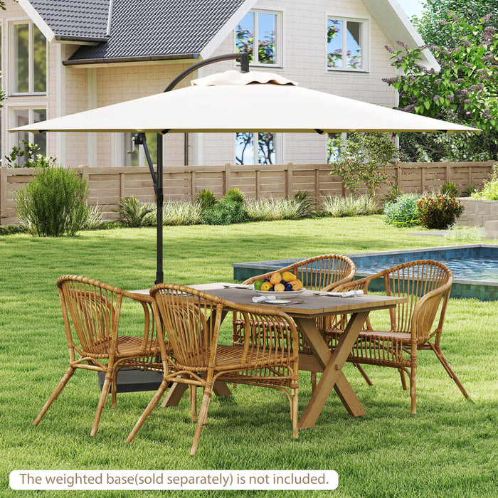 Costway 10 FT Patio Offset Umbrella w/8 Ribs Cross Base Tilt Beige