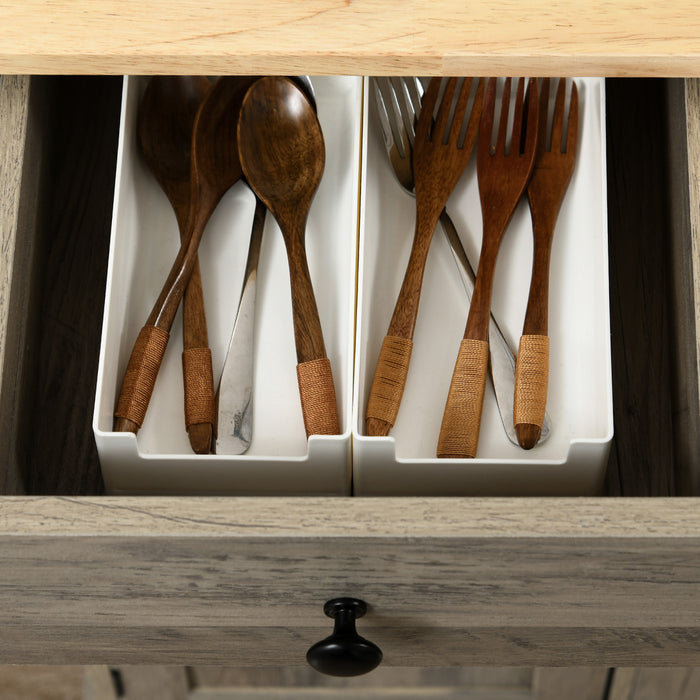 HOMCOM Coffee Bar Cabine, Kitchen Cabinet with Drawers, Washed Grey