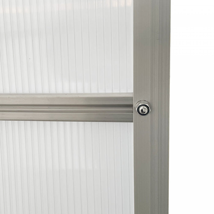 Outsunny 6' X 8' X 6.5' Polycarbonate Greenhouse, Walk-in Green House With Adjustable Roof Vent, Galvanized Base, Sliding Door And Rain Gutter For Outdoor, Garden, Backyard, Clear