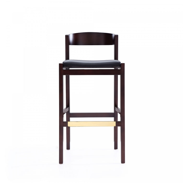 Klismos Mid-Century Modern Wood Upholstered Barstool in Black - Set of 3