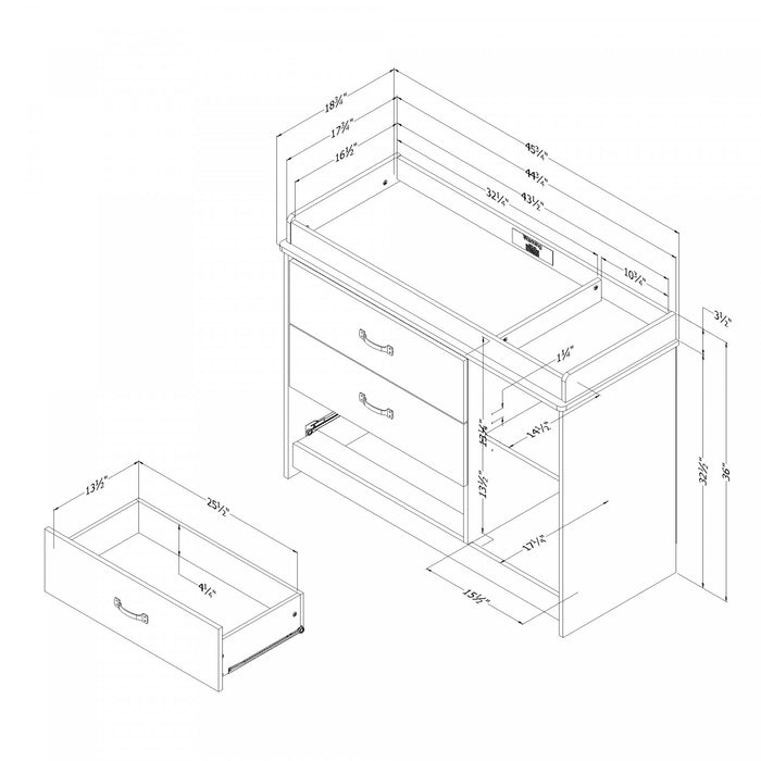 Tassio 3-drawer Changing Table - Weathered Oak 