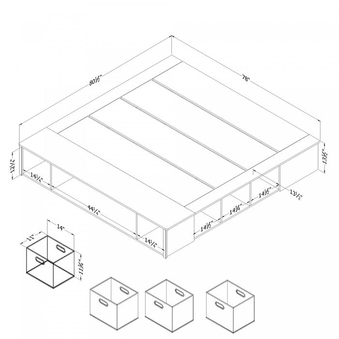 Flexible Storage Platform Bed With Baskets - Pure White 
