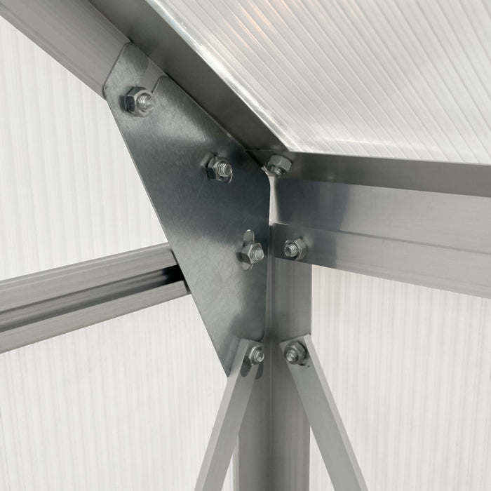 Outsunny 6' X 6' Aluminum Greenhouse Polycarbonate Walk-in Garden Greenhouse Kit With Adjustable Roof Vent, Rain Gutter And Sliding Door For Winter, Clear