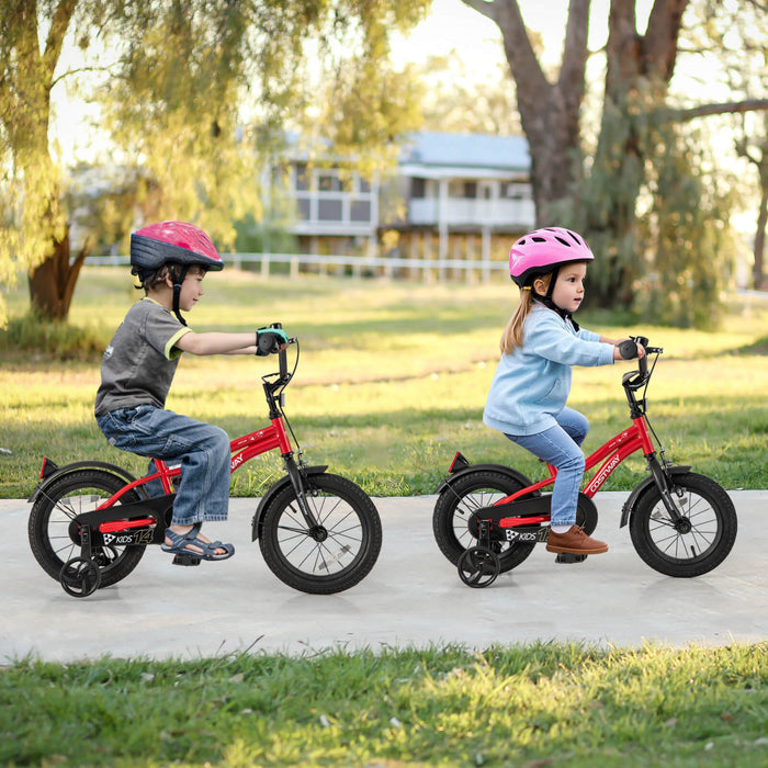 Costway 14\" Kids Bike For 3-5 Years Old Boys & Girls With Adjustable Seat Handbrake Reflectors Red