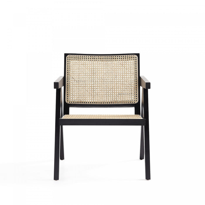 Hamlet Industry Chic Cane Back Wood Accent Armchair in Black and Natural - Set of 2