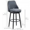 HOMCOM Bar Height Bar Stools Set of 2 360° Swivel Barstools with Steel Legs