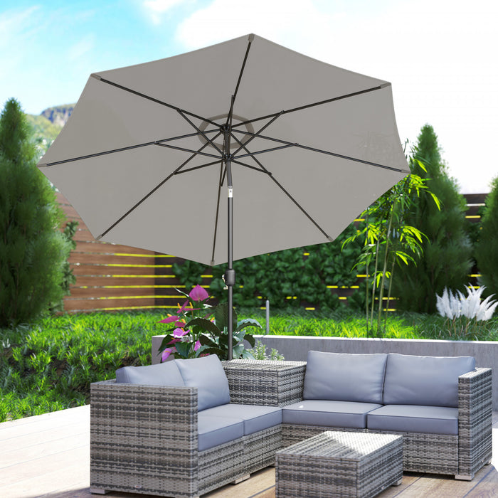 Outsunny 10' X 8' Round Market Umbrella, Patio Umbrella, Light Grey