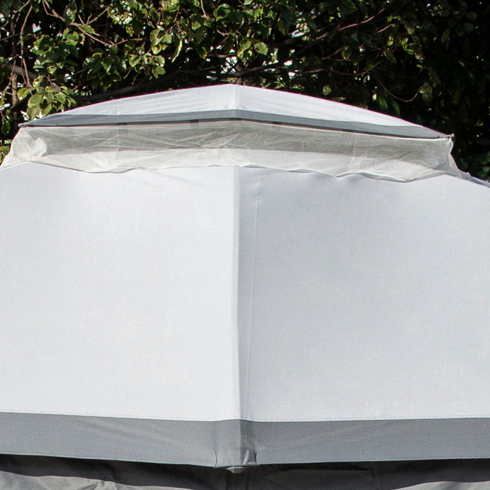 Outsunny 12' X 10' 2-tier Outdoor Gazebo Canopy Tent For Patio With Zippered Mesh Sidewalls, Solid Steel Frame, Arched Roof, Grey