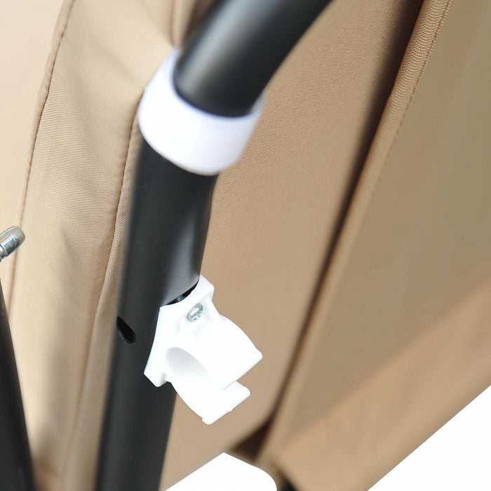 Outsunny 3-seat Outdoor Patio Swing Chair, Converting Flat Bed, Canopy Swing With Adjustable Shade, Removable Cushions, Cup Holder, Beige