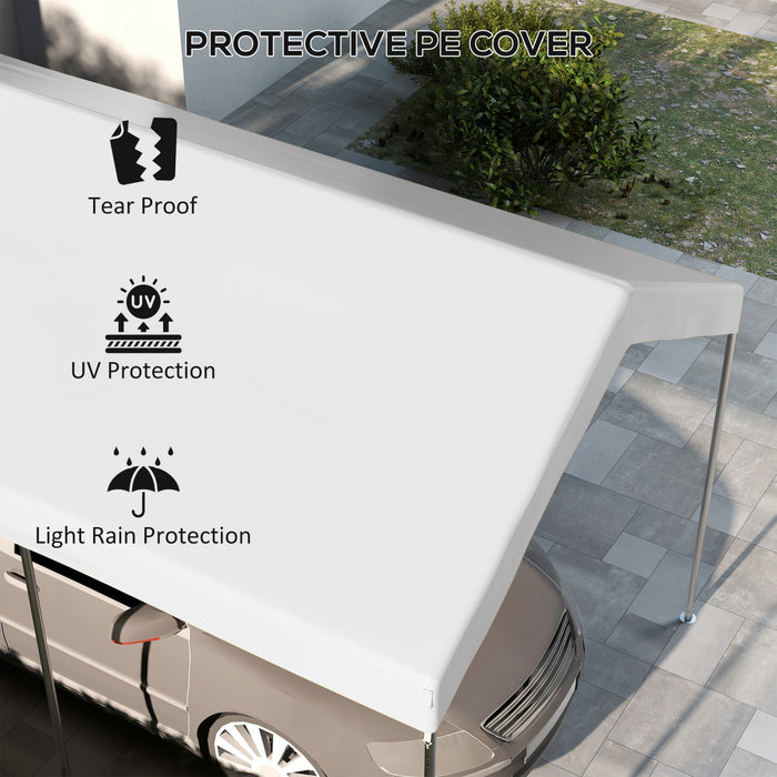 Outsunny 10 x 20 Carport Canopy Replacement Cover with Bungee Cords, White