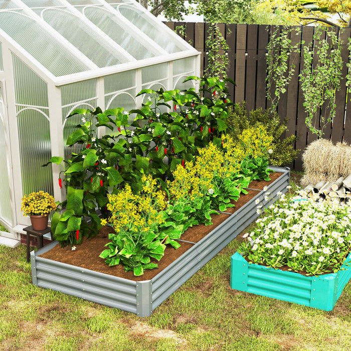 Outsunny 12x4x1ft Galvanized Raised Garden Bed, Open Bottom, Silver