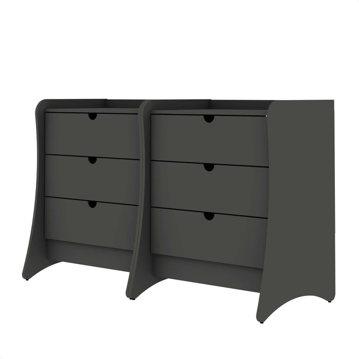 Coney Mid-Century Modern 28\" Nightstand in Charcoal Gray (3-Drawer) - Set of 2