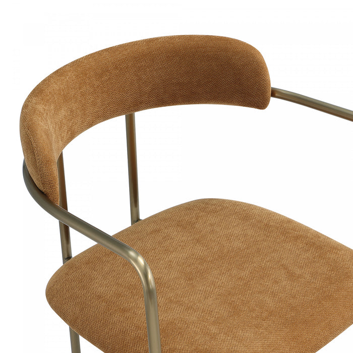 Serene Mid-Century Modern Metal Upholstered Dining Chair in Turmeric
