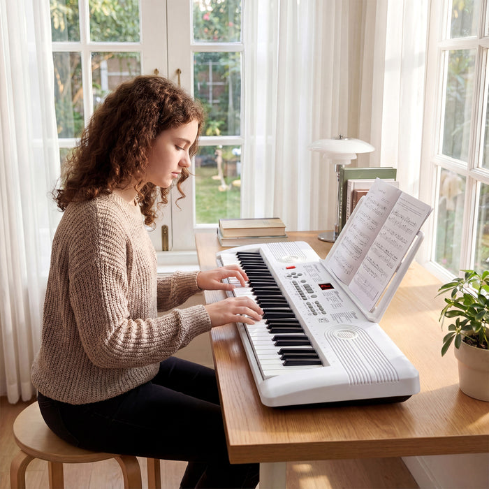 Costway 61Key Keyboard Piano for Beginners,Electric Portable Digital Piano with Music Stand White